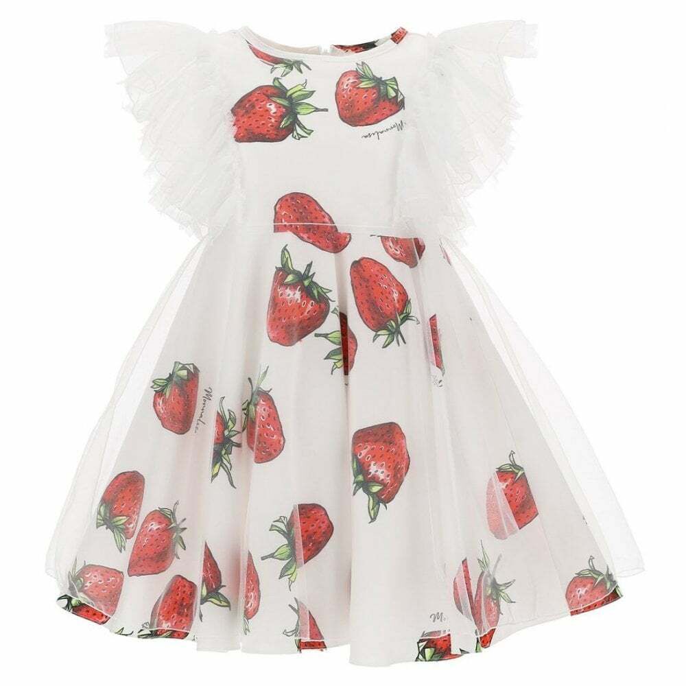 Monnalisa Girls White Strawberry Dress ...